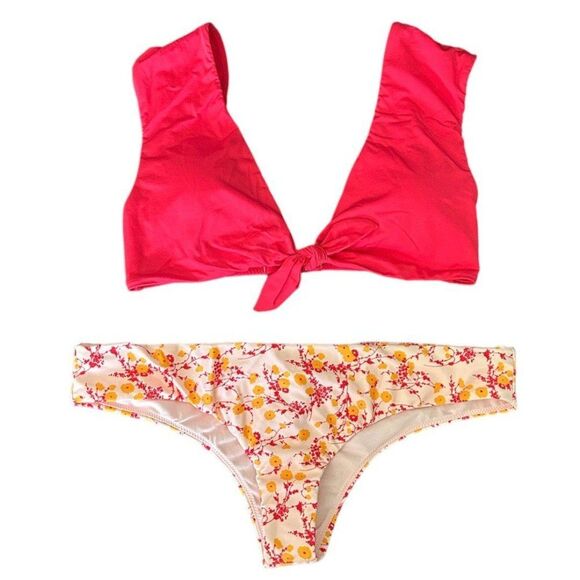 Raisins Miami Pant Pink Floral Cheeky Shirred Bikini Swim Bottoms Size XL - Picture 8 of 9